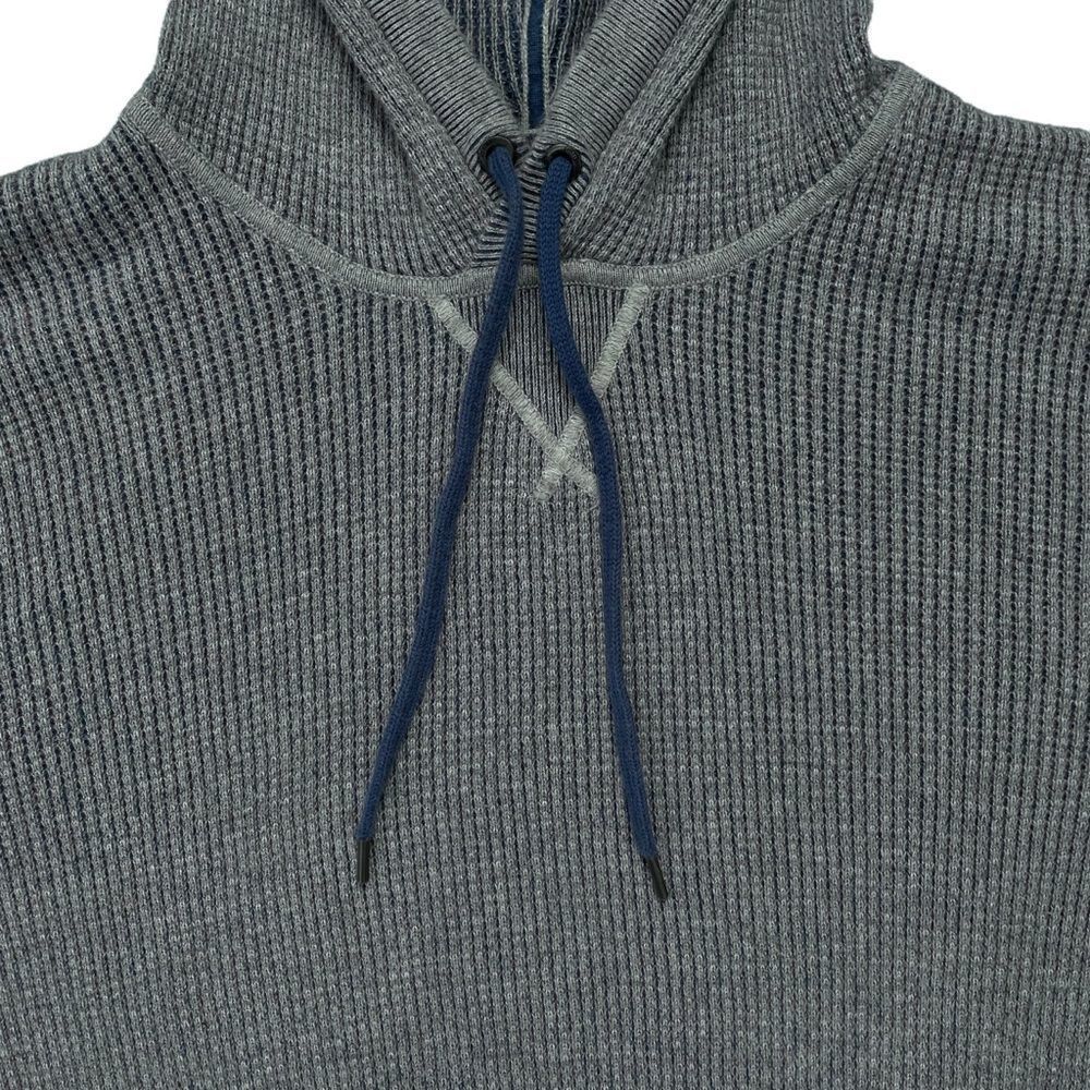 GAP Grey Cotton Long Sleeve Thermal Blue Drawstrings Hoodie Size Medium - Picture 2 of 7